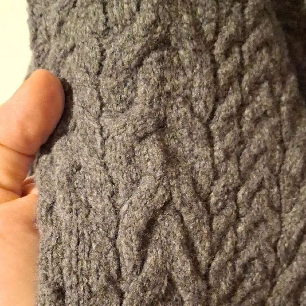 Lands' End Gray Crew Neck Sweater Cozy Knit